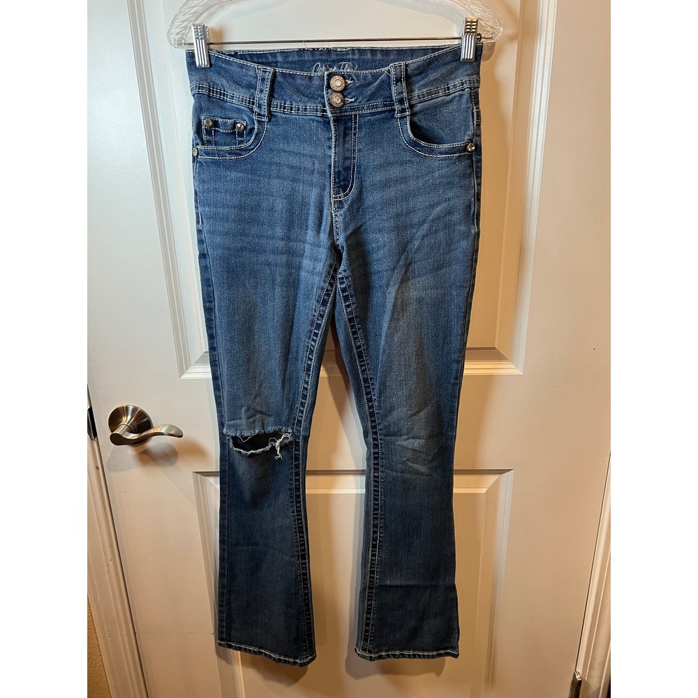 Copper Flash Womens Bootcut Jeans Embroidered Pockets Blue Size 6 Curvy